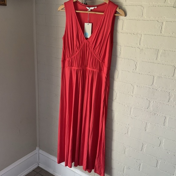 Boden dress coral red Elina jersey 8 regular NEW Sleeveless soft stretch - Picture 2 of 7